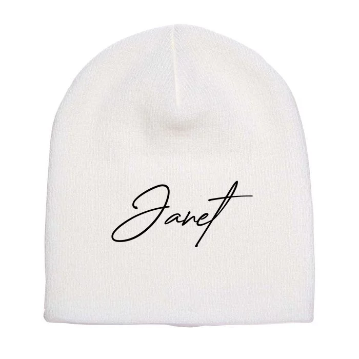 Janet Name In Script Lettering Short Acrylic Beanie