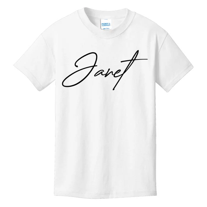 Janet Name In Script Lettering Kids T-Shirt