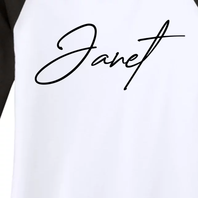 Janet Name In Script Lettering Women's Tri-Blend 3/4-Sleeve Raglan Shirt