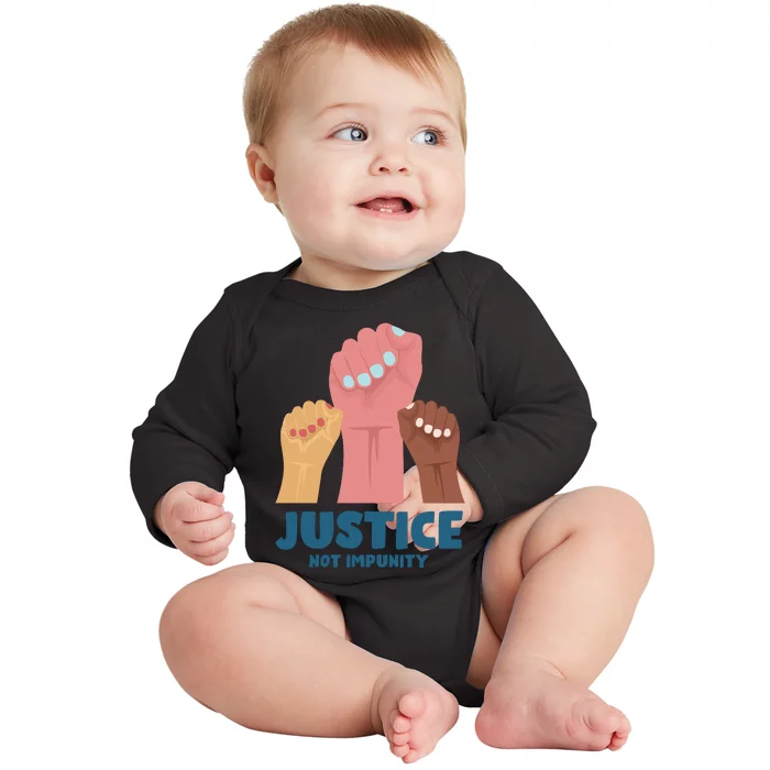 Justice Not Impunity Baby Long Sleeve Bodysuit