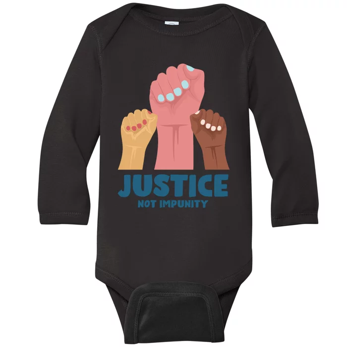 Justice Not Impunity Baby Long Sleeve Bodysuit