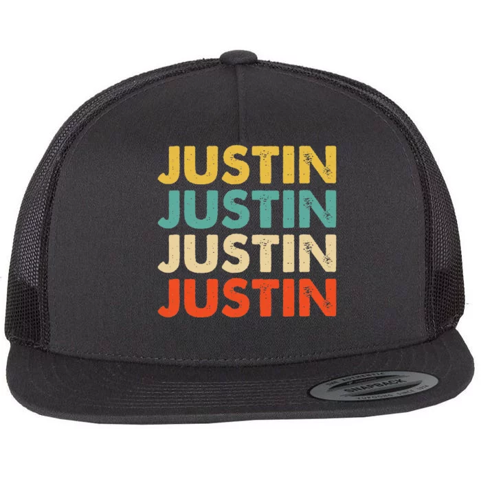 Justin Name Flat Bill Trucker Hat