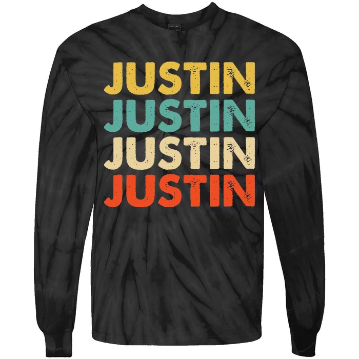 Justin Name Tie-Dye Long Sleeve Shirt