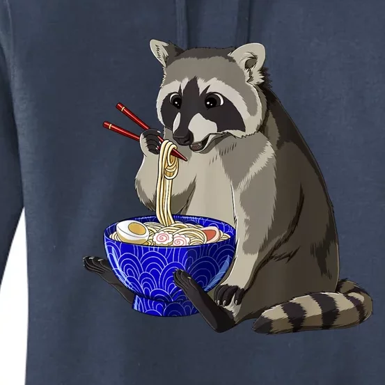 Japanese Noodles Kawaii Ramen Bowl Funny Raccoon Women's Pullover Hoodie