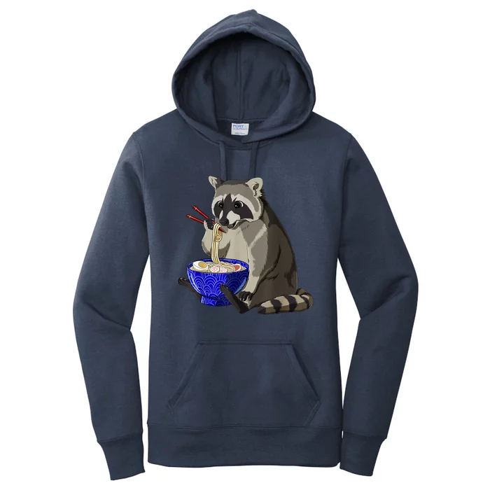 Japanese Noodles Kawaii Ramen Bowl Funny Raccoon Women's Pullover Hoodie