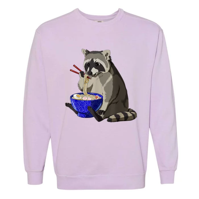 Japanese Noodles Kawaii Ramen Bowl Funny Raccoon Garment-Dyed Sweatshirt