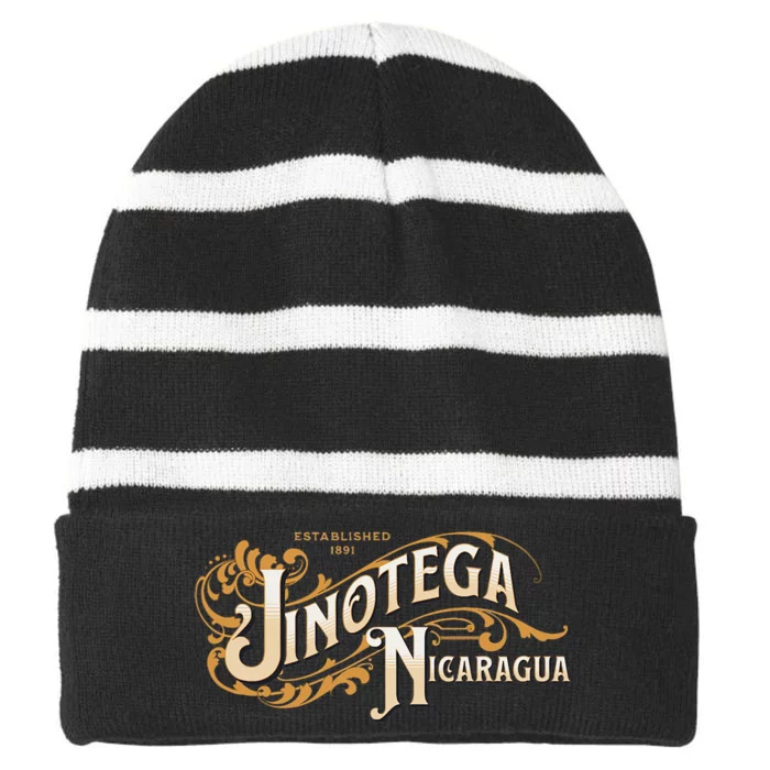 Jinotega Nicaragua Map Artesania Arte Nica Craft Souvenirs Striped Beanie with Solid Band