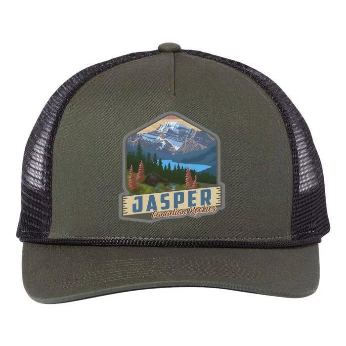 Jasper National Park Canadian Rockies Us Parks Camping Retro Rope Trucker Hat Cap