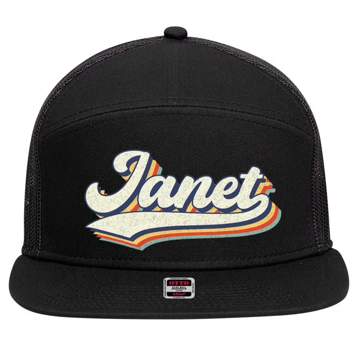 Janet Name Personalized Vintage Retro Janet Sport Name 7 Panel Mesh Trucker Snapback Hat