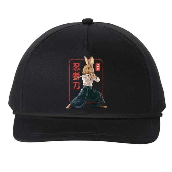 Japanese Ninja Rabbit Snapback Five-Panel Rope Hat