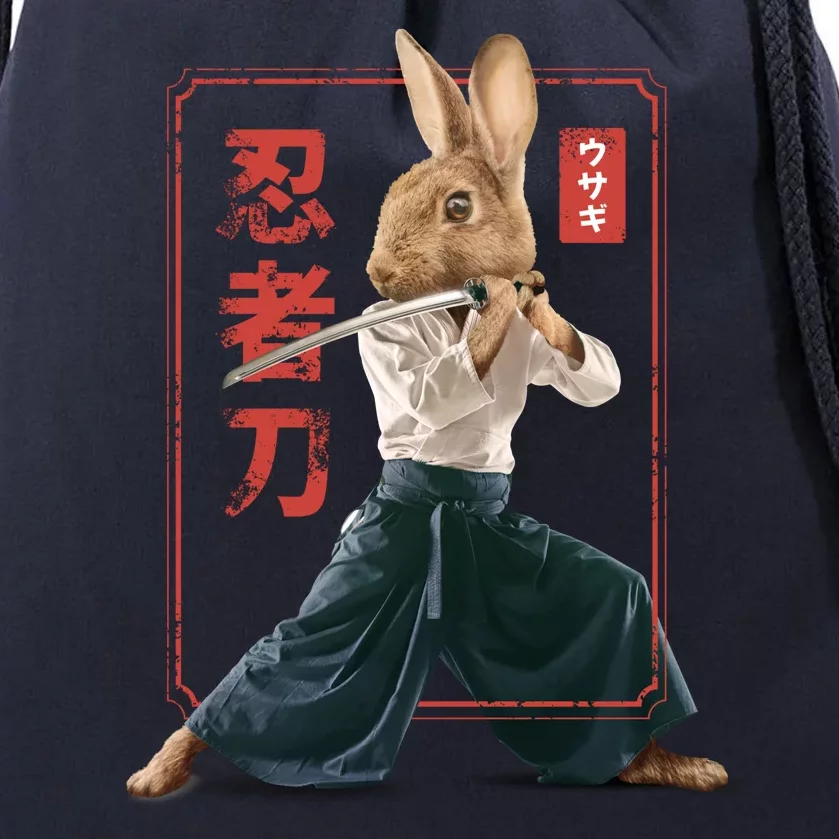 Japanese Ninja Rabbit Drawstring Bag