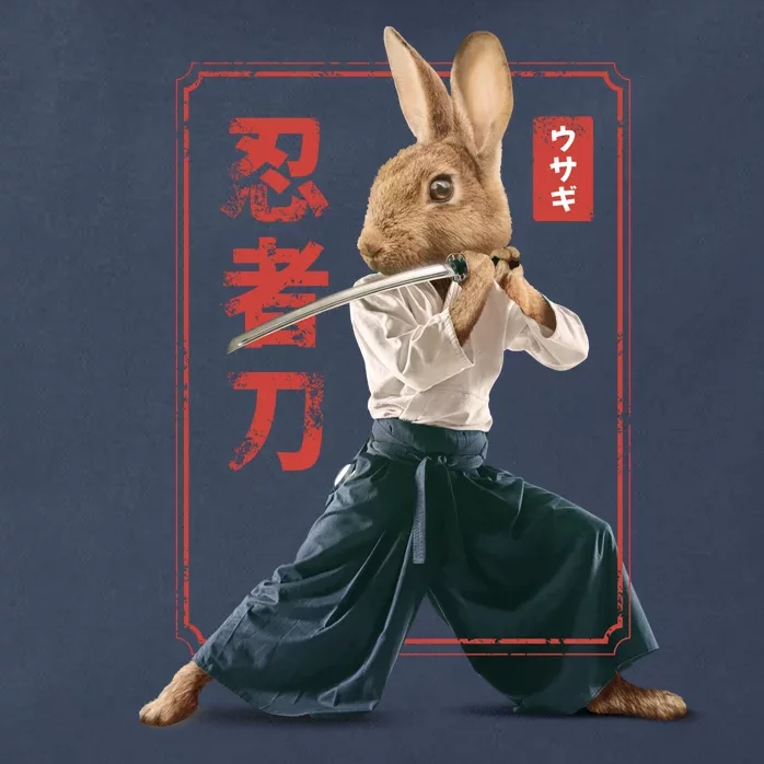 Japanese Ninja Rabbit Zip Tote Bag