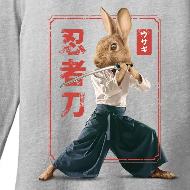 Japanese Ninja Rabbit Womens CVC Long Sleeve Shirt