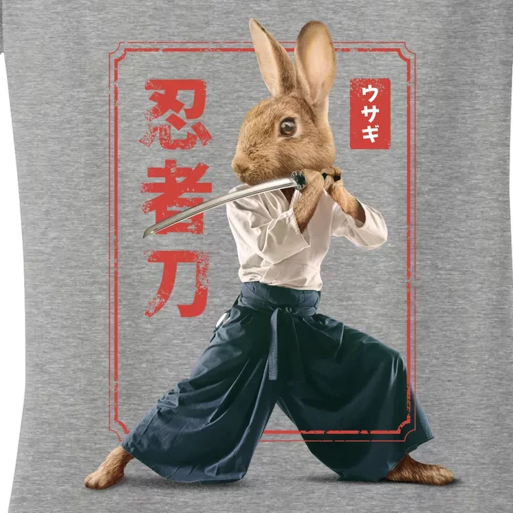 Japanese Ninja Rabbit Women's V-Neck T-Shirt