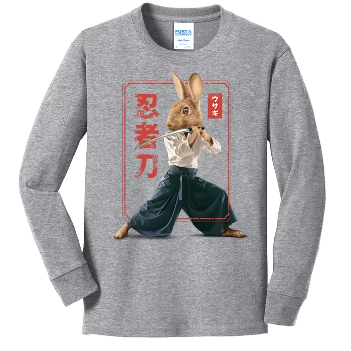 Japanese Ninja Rabbit Kids Long Sleeve Shirt