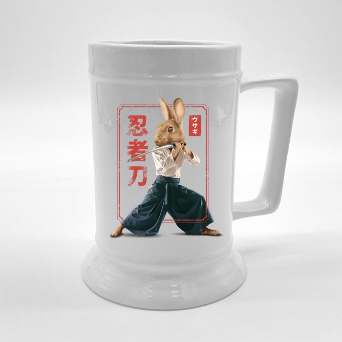 Japanese Ninja Rabbit Front & Back Beer Stein