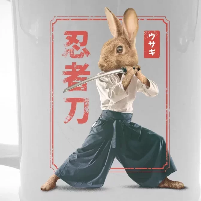 Japanese Ninja Rabbit Front & Back Beer Stein