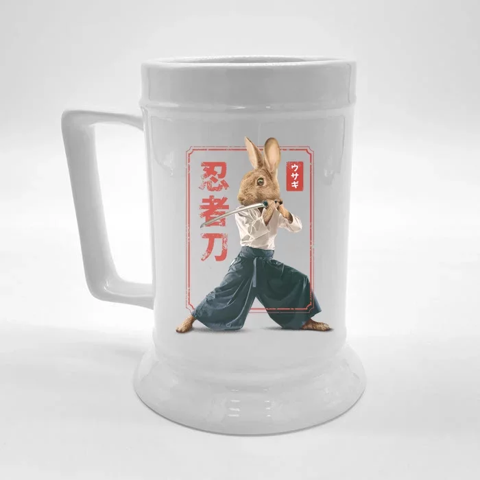 Japanese Ninja Rabbit Front & Back Beer Stein