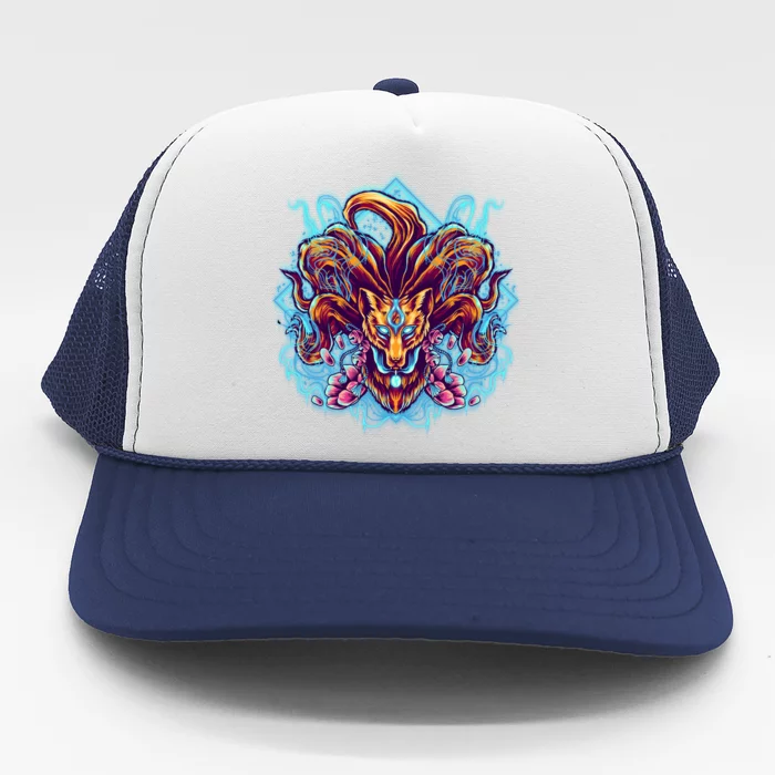 Japanese Nine Tails Kitsune Fox Trucker Hat