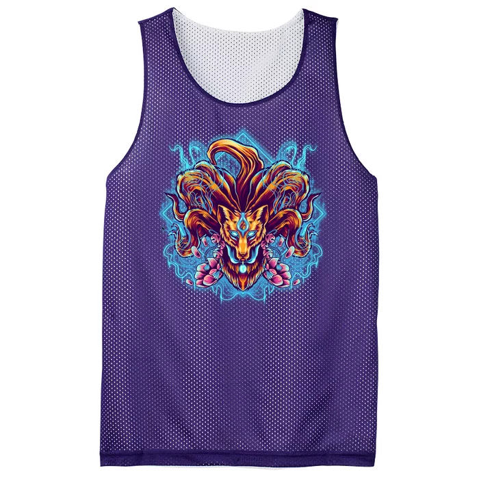 Japanese Nine Tails Kitsune Fox Mesh Reversible Basketball Jersey Tank