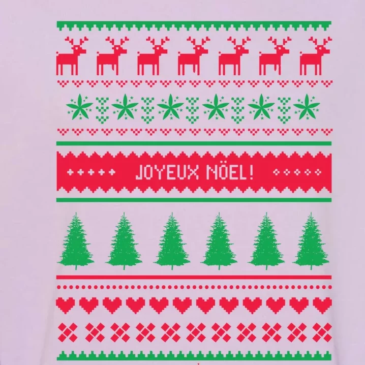 Joyeux Noel Ugly Xmas Reindeer Christmas Trees Snowflake Gift Garment-Dyed Sweatshirt