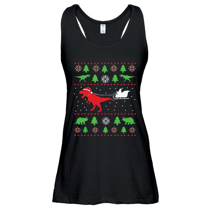 Joyeux Noel Ugly Xmas Reindeer Christmas Trees Snowflake Ladies Essential Flowy Tank