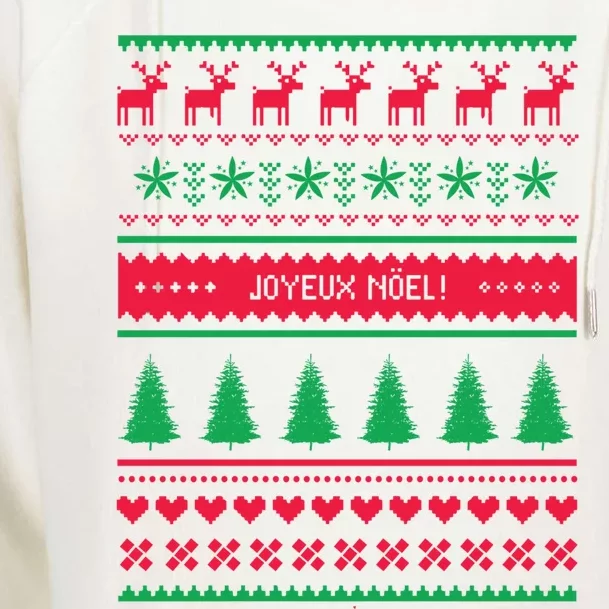 Joyeux Noel Ugly Xmas Reindeer Christmas Trees Snowflake Funny Gift Womens Funnel Neck Pullover Hood