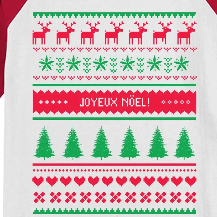 Joyeux Noel Ugly Xmas Reindeer Christmas Trees Snowflake Funny Gift Kids Colorblock Raglan Jersey