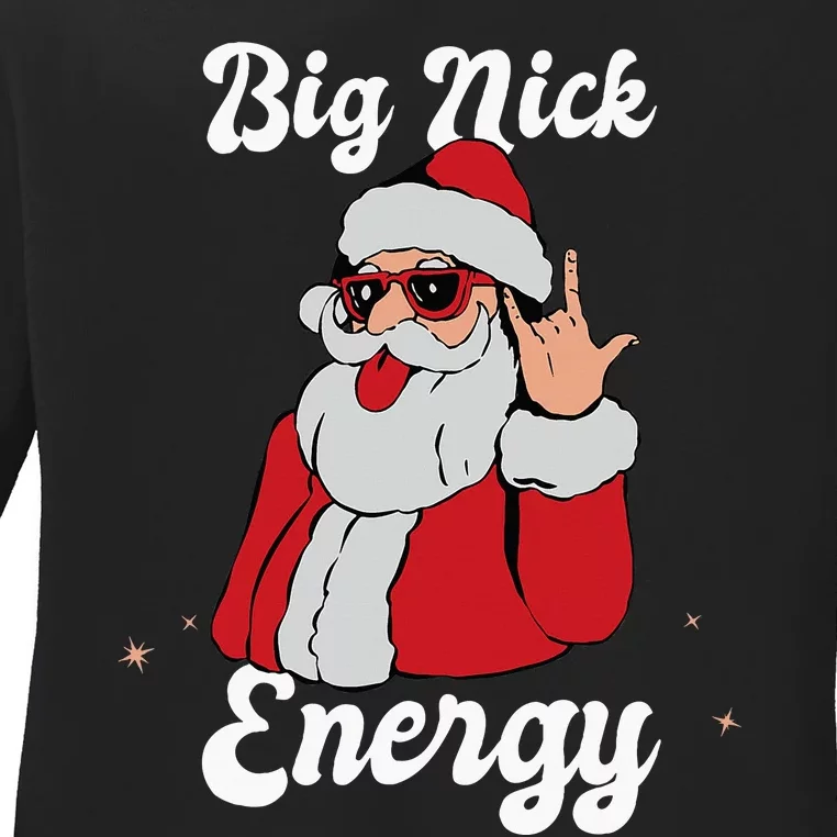 Jolly Nick Vibes Festive Holiday Gift Ladies Long Sleeve Shirt