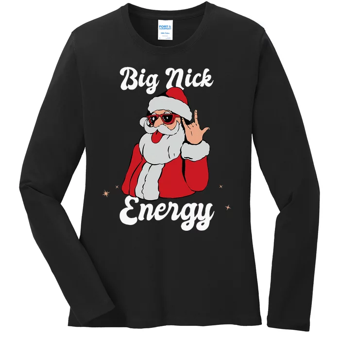 Jolly Nick Vibes Festive Holiday Gift Ladies Long Sleeve Shirt