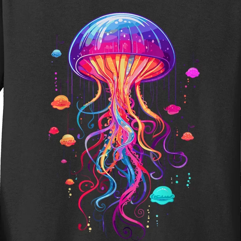 Jellyfish Ocean Animal Scuba Diving Rainbow Jelly Fish Kids Long Sleeve Shirt