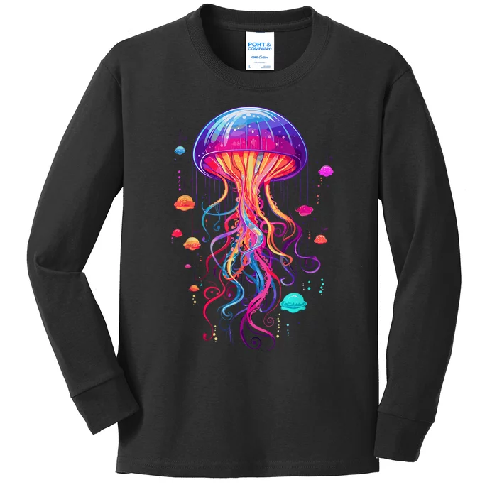 Jellyfish Ocean Animal Scuba Diving Rainbow Jelly Fish Kids Long Sleeve Shirt