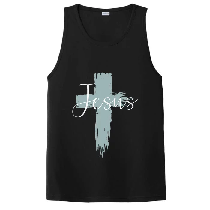 Jesus On Cross Paint Cool Religion God Faith Christian Performance Tank