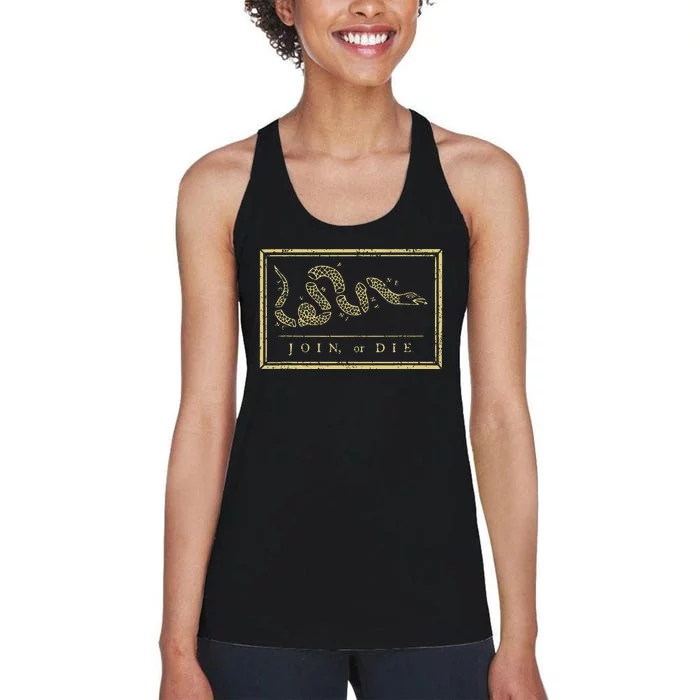 Join Or Die American History 1754 Thirteen Colonies Women's Racerback Tank