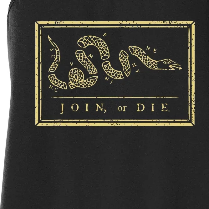 Join Or Die American History 1754 Thirteen Colonies Women's Racerback Tank