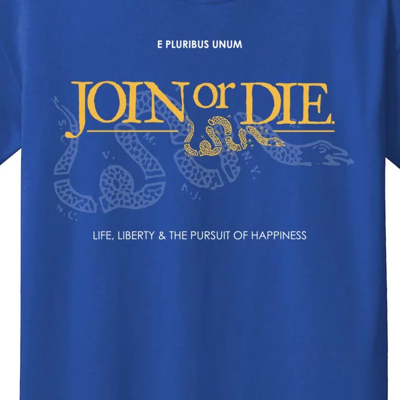 Join Or Die Benjamin Franklin Patriotic Graphic Gift Kids T-Shirt