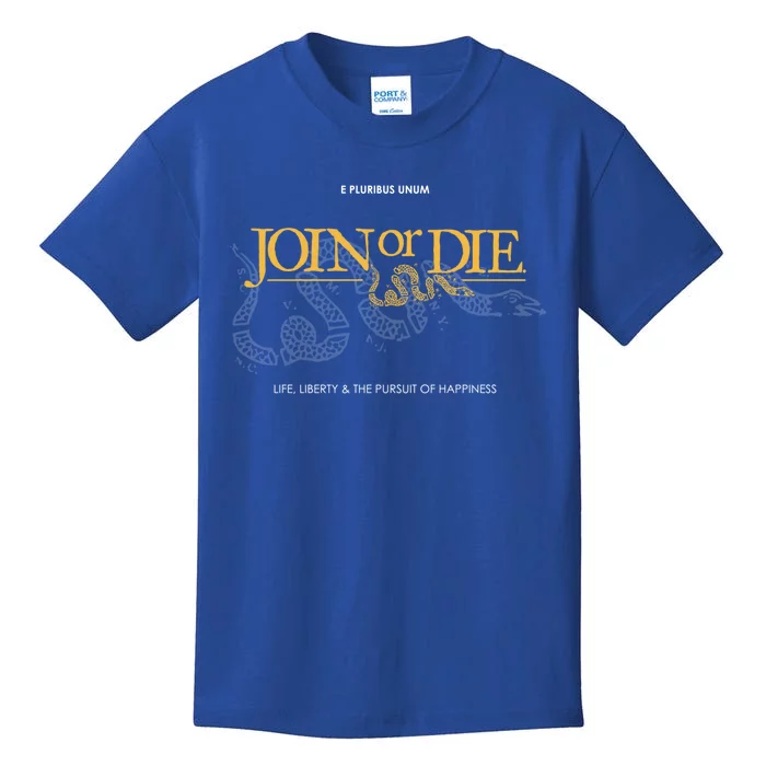 Join Or Die Benjamin Franklin Patriotic Graphic Gift Kids T-Shirt