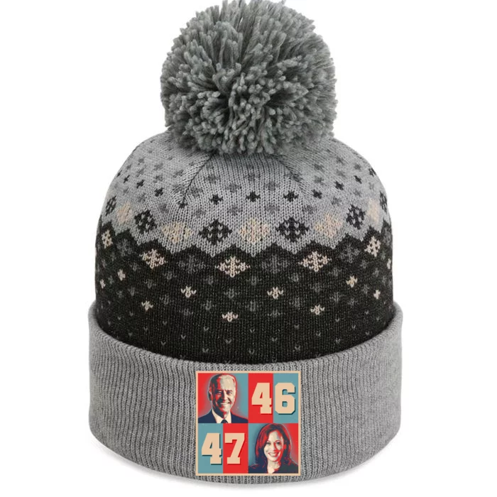 Joe Biden 46 Kamala Harris 47 Vintage Election The Baniff Cuffed Pom Beanie