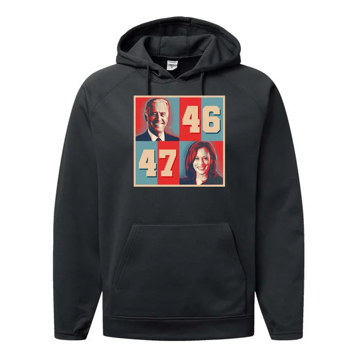 Joe Biden 46 Kamala Harris 47 Vintage Election Performance Fleece Hoodie