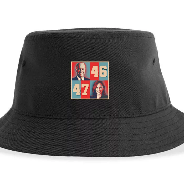 Joe Biden 46 Kamala Harris 47 Vintage Election Sustainable Bucket Hat