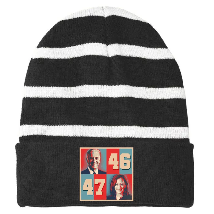 Joe Biden 46 Kamala Harris 47 Vintage Election Striped Beanie with Solid Band