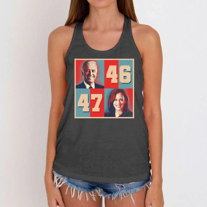 Joe Biden 46 Kamala Harris 47 Vintage Election Women's Knotted Racerback Tank