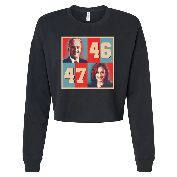 Joe Biden 46 Kamala Harris 47 Vintage Election Cropped Pullover Crew