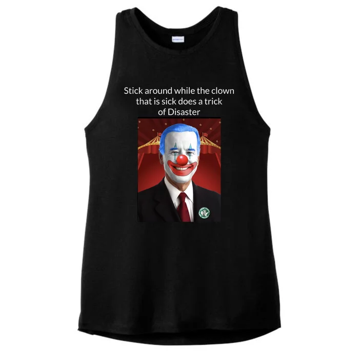 Joe Biden Clown Disaster Funny USA Ladies Tri-Blend Wicking Tank