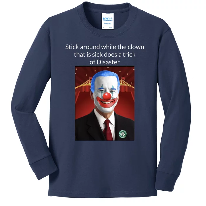 Joe Biden Clown Disaster Funny USA Kids Long Sleeve Shirt