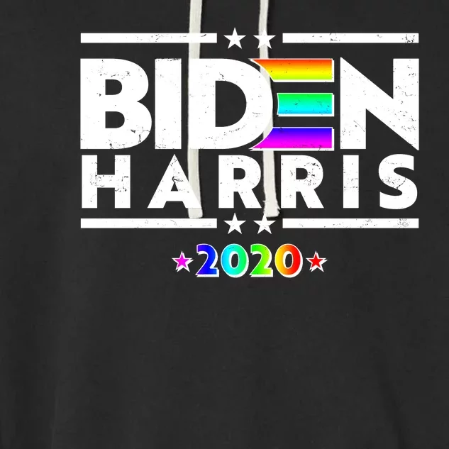 Joe Biden Kamala Harris LGBT Rainbow Stars logo Garment-Dyed Fleece Hoodie