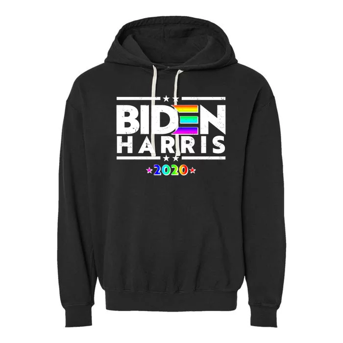 Joe Biden Kamala Harris LGBT Rainbow Stars logo Garment-Dyed Fleece Hoodie