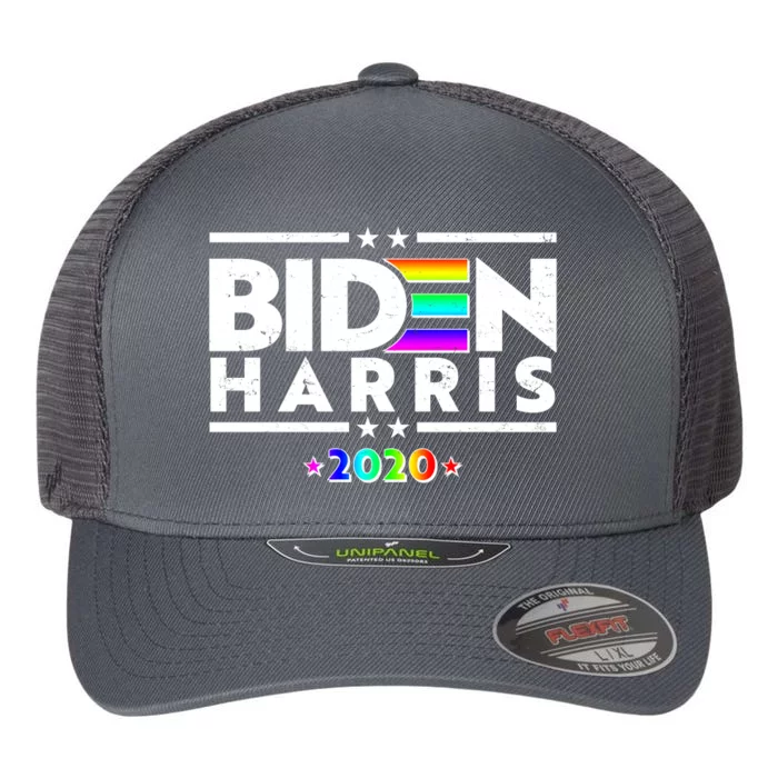 Joe Biden Kamala Harris LGBT Rainbow Stars logo Flexfit Unipanel Trucker Cap