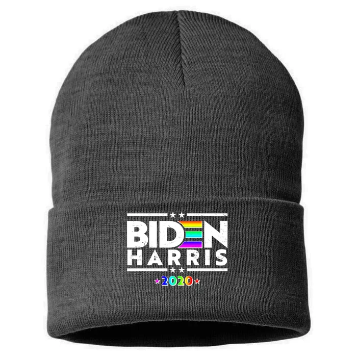 Joe Biden Kamala Harris LGBT Rainbow Stars logo Sustainable Knit Beanie