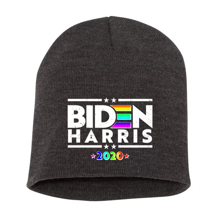 Joe Biden Kamala Harris LGBT Rainbow Stars logo Short Acrylic Beanie